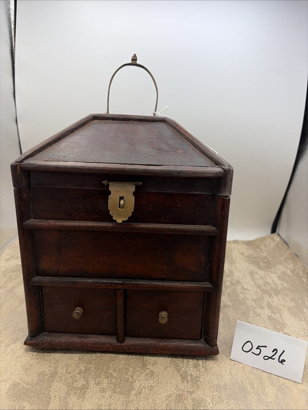 Vintage India Campaign Chest With 2 Drawers Heavy Wood 8.5”X 11” Tall